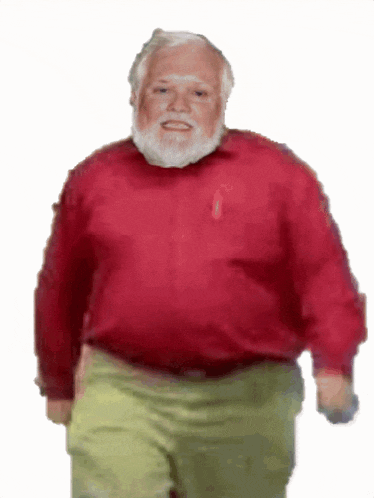 a man with a beard wearing a red shirt