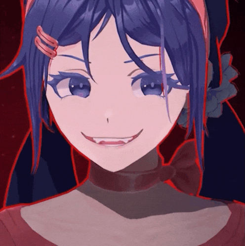 a close up of a girl 's face with a red outline