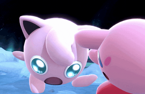 jigglypuff and kirby are playing a video game