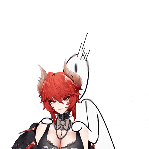 a drawing of a woman with horns and a red heart behind her