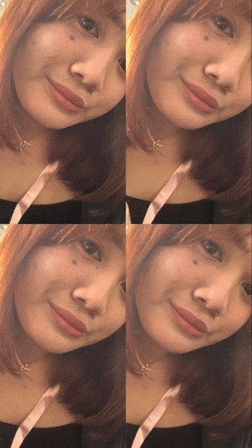 four pictures of a woman 's face are shown