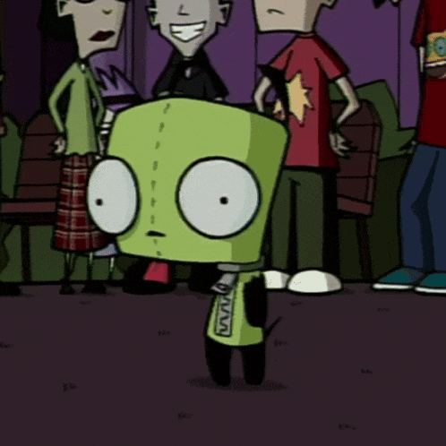 a cartoon character with a zipper around his neck that says ' vava '