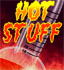 a picture of a hot stuff logo with a microphone in the background .