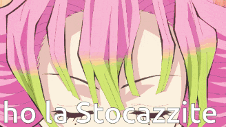 a close up of a person 's face with the words ho la stocazzite written below it