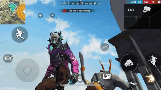 a screenshot of a video game with a safe zone warning