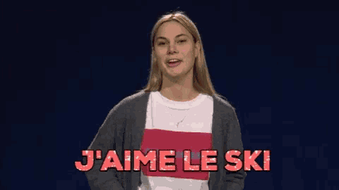 a woman says " j'aime le ski " in a foreign language