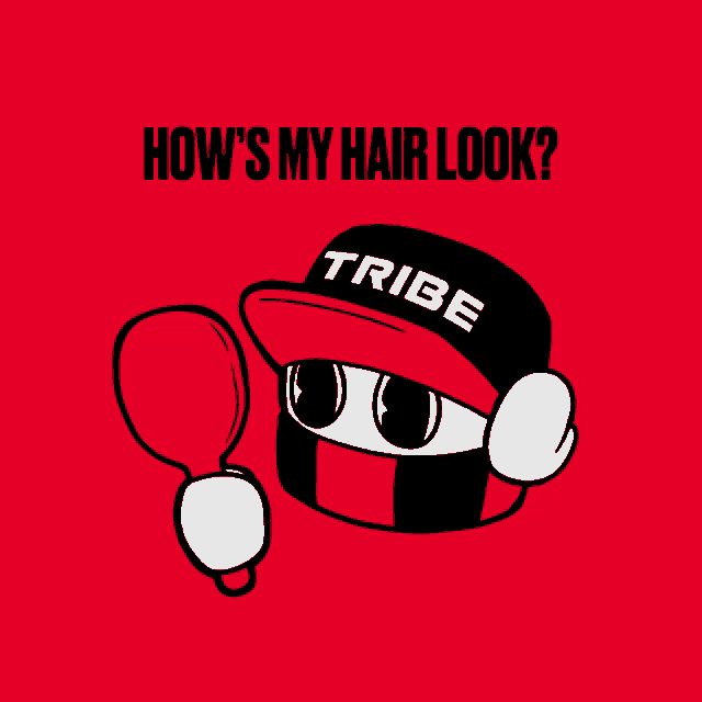 a cartoon character with a red hat that says tribe