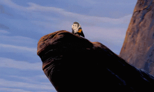 a cartoon of a man sitting on top of a large rock