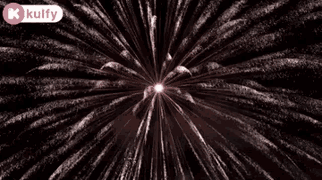 a fireworks display with the words happy written in white