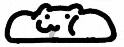 a black and white drawing of a cat with a sad face on a white background .