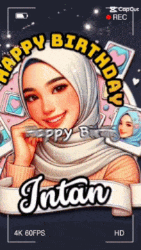 a cartoon of a woman with the words happy birthday jatan