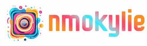 a logo for nmokylie with a colorful instagram logo