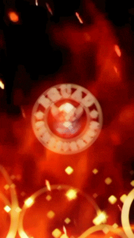 a close up of a roulette wheel with a red background