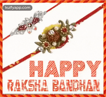 a happy raksha bandhan card with two bracelets on a white background .