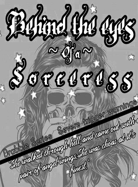 a poster for behind the eyes of a sorceress series