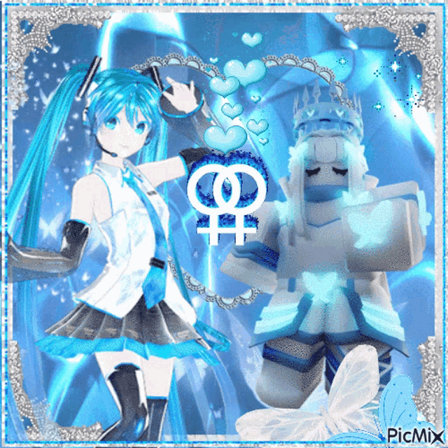 a picture of hatsune miku and a picture of a girl with a female symbol