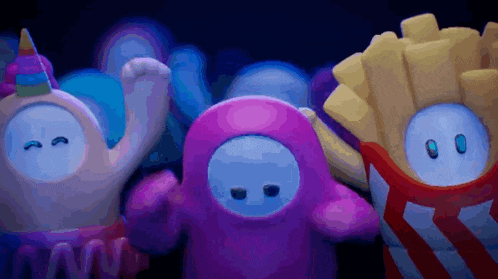 a group of cartoon characters including a french fry