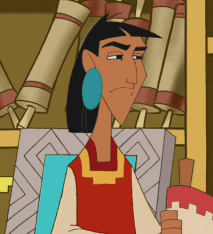 a cartoon character wearing a blue earring and a red top