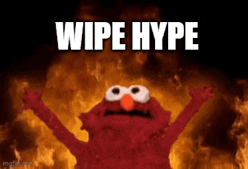 elmo from sesame street is standing in front of a fire with the words wipe hype above him