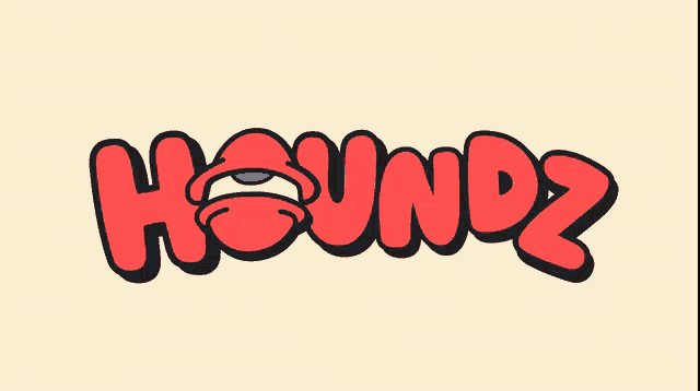 a cartoon drawing of the word houndz