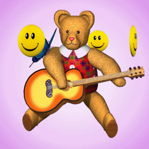 Smileys Emoticons GIF - Smileys Emoticons Teddy With Guitar GIFs