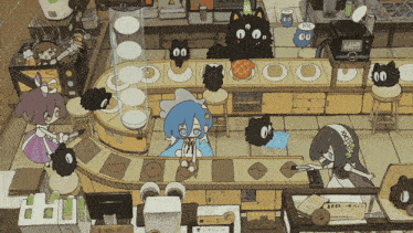 a cartoon drawing of a restaurant with a sign that says 00 on it