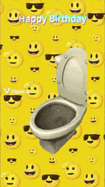 a picture of a man in a toilet with the words happy birthday