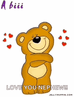 a cartoon teddy bear is giving a hug with the words a big hug from me to u .