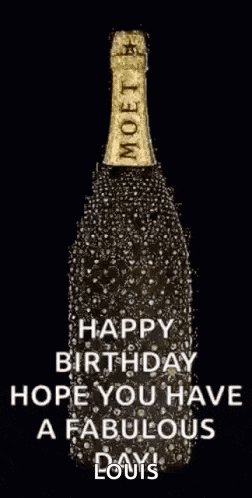 a bottle of champagne with the words happy birthday hope you have a fabulous day on it .