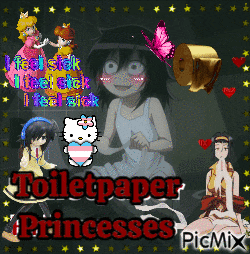 a picture of a girl with the words toiletpaper princesses on the bottom