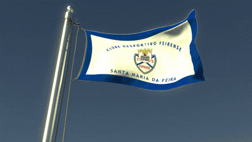 a blue and white flag that says clube desportivo feirense santa maria da feira