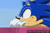 a cartoon of sonic the hedgehog with the words make gifs ae gif soup com