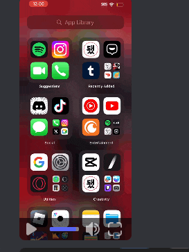 a phone screen shows the app library on the top
