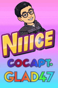 a cartoon of a man with glasses and the name niice