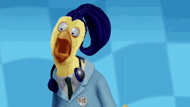 a cartoon character with a badge on his chest that says xyz