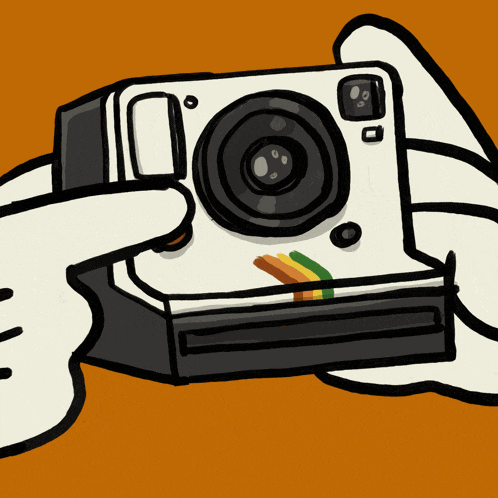 a cartoon drawing of a person holding a camera