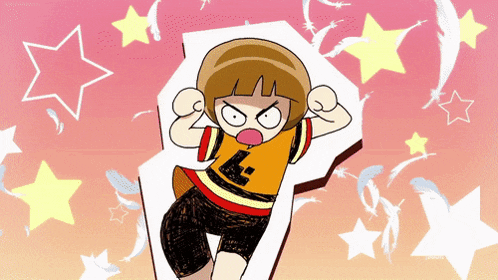 a cartoon of a girl with the letter l on her jersey