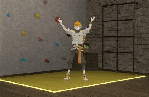 a cartoon character is standing in front of a wall that says xy and se