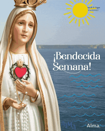 a poster of a woman holding a heart with the words bendecida semana on it