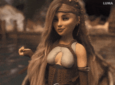a 3d model of a woman with a luma logo in the bottom right corner