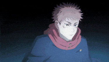 a cartoon character with a blue jacket and red scarf
