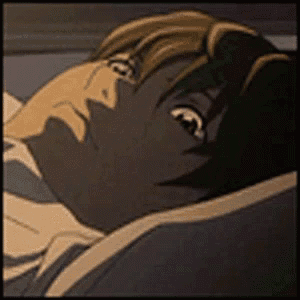 a cartoon of a man laying in bed with his eyes closed