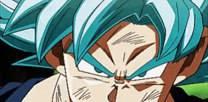 a close up of a person with blue hair