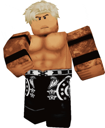 a cartoon character has a tattoo on his arm and is wearing a pair of shorts with a crescent moon and stars on them