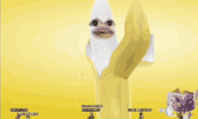a cartoon of a banana with a face on it 's face