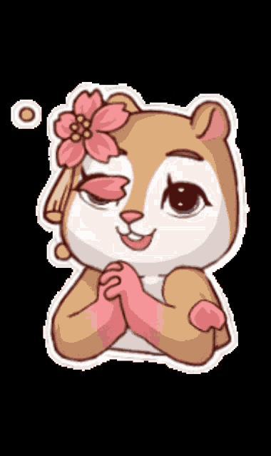 a cartoon chipmunk with a flower on her head