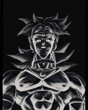 a black and white drawing of a man with a very angry look on his face