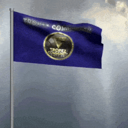a blue flag with tropez community written on it