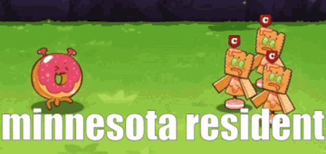the word minnesota is on a green background with a cartoon