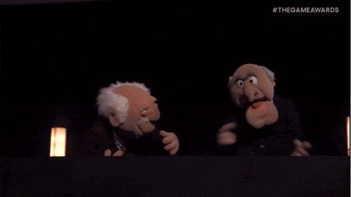 two muppets on a stage with the hashtag #thegameawards at the bottom